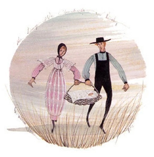 P Buckley Moss Limited Edition Offset Lithograph: "The DAY WE CHRISTENED OUR BABY"