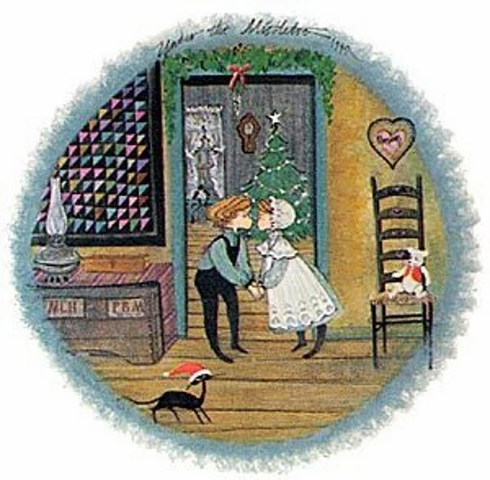 P Buckley Moss Limited Edition Offset Lithograph: "UNDER THE MISTLETOE" P Buckley Moss Limited Edition Offset Lithograph: "UNDER THE MISTLETOE"