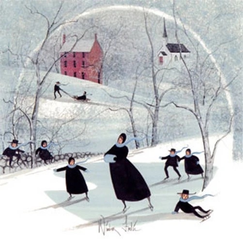 P Buckley Moss Limited Edition Offset Lithograph: "WINTER FROLIC"