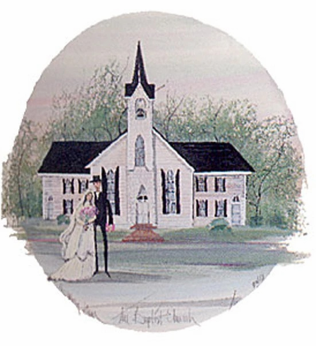 P Buckley Moss Limited Edition  Print: "Baptist Church"