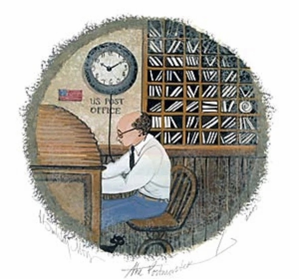 P Buckley Moss Limited Edition Print: "The Postmaster"