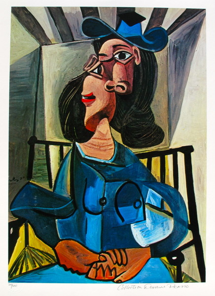 Pablo Picasso Estate Signed Giclee:"#15 Woman With A Hat Seated In An Armchair"
