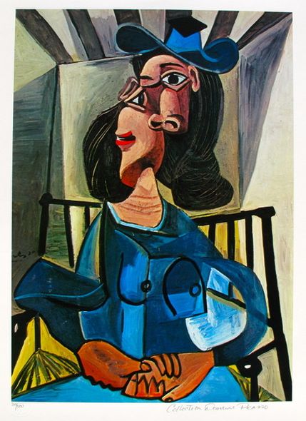 Pablo Picasso Estate Signed Giclee:"#15 Woman With A Hat Seated In An Armchair"