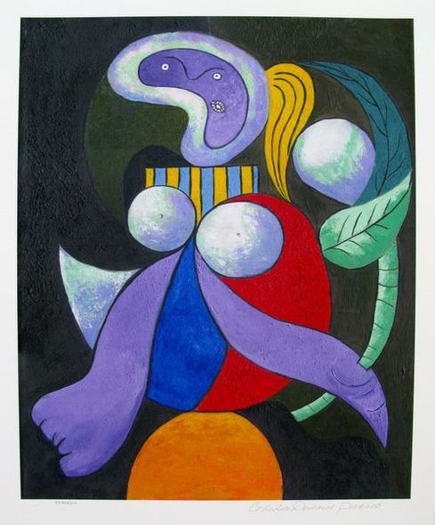 Pablo Picasso Estate Signed Giclee:"#72 Woman With A Flower"