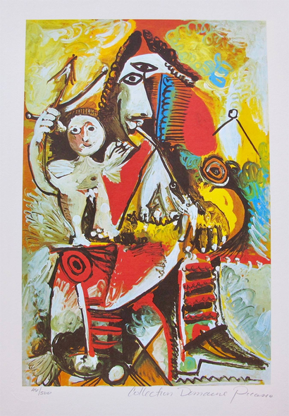 Pablo Picasso Estate Signed Limited Edition Giclee:"Child On Man's Lap"