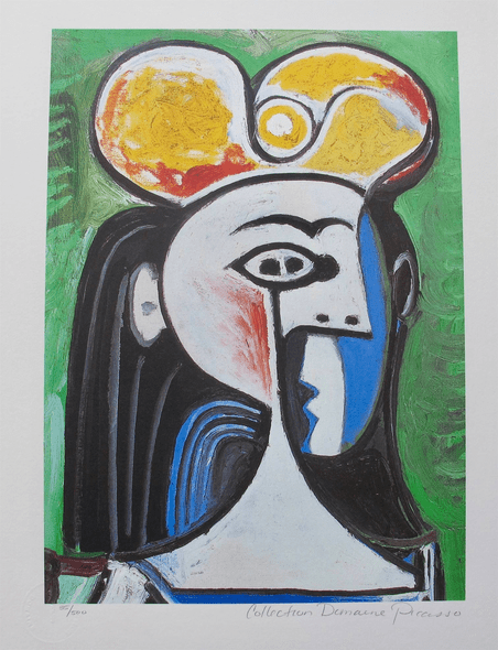 Pablo Picasso Estate Signed Limited Edition Giclee:"Girl With Black Hair And Yellow Hat"