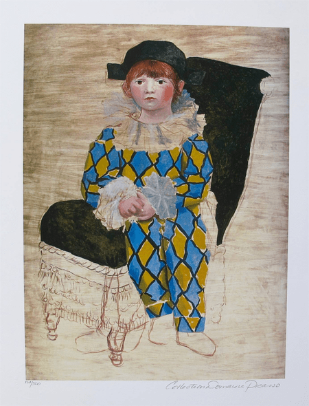 Pablo Picasso Estate Signed Limited Edition Giclee:"Paul As Harlequin"