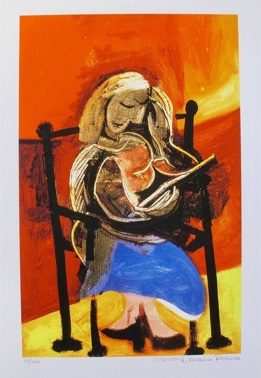 Pablo Picasso Estate Signed Limited Edition Giclee:"Seated Woman Reading"
