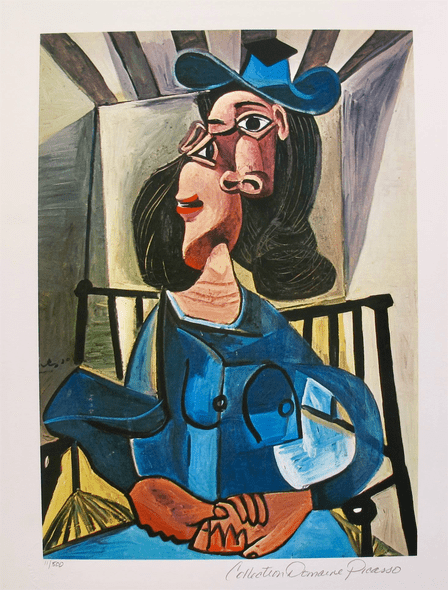 Pablo Picasso Estate Signed Limited Edition Giclee:"Woman With A Hat Seated In An Armchair"