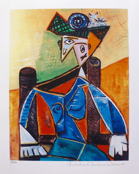 Pablo Picasso Estate Signed Limited Edition Small Giclee:"Seated Woman In Armchair"