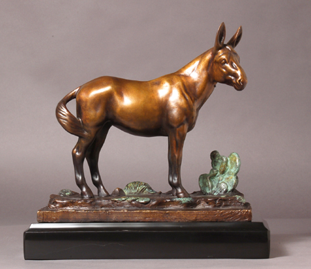 Pasqual Handcrafted Solid Bronze Sculpture:"Mule in Landscape"