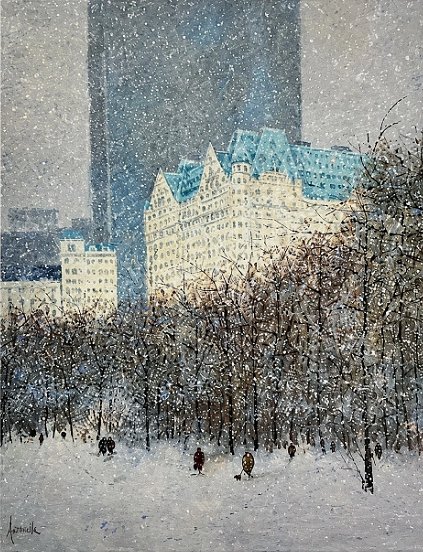 Patrick Antonelle Hand Signed Limited Edition Print:"The Plaza (Winter)"
