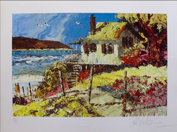 Paul Blaine Henrie (1932-1999) Signed Printer Proof Print: "Seascape Cottage"