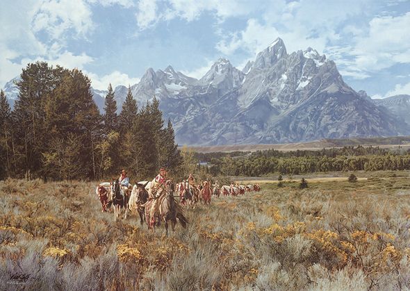 Paul Calle Artist Hand-signed and Numbered Limited Edition Canvas:"In The Valley of The Grand Tetons"