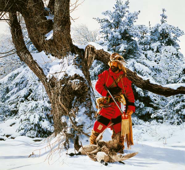 Paul Calle Handsigned & Numbered Limited Edition Canvas Giclee:"The Winter Hunter"