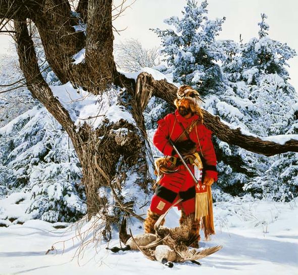 Paul Calle Handsigned & Numbered Limited Edition Canvas Giclee:"The Winter Hunter"
