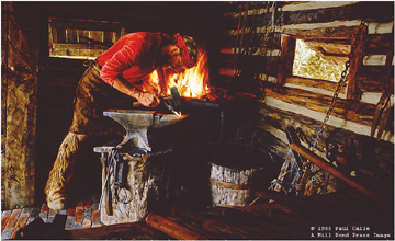 Paul Calle Handsigned & Numbered Limited Edition Print:"The Frontier Blacksmith"