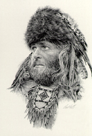 Paul Calle Handsigned & Numbered Limited Edition Print:"The Fur Trapper"