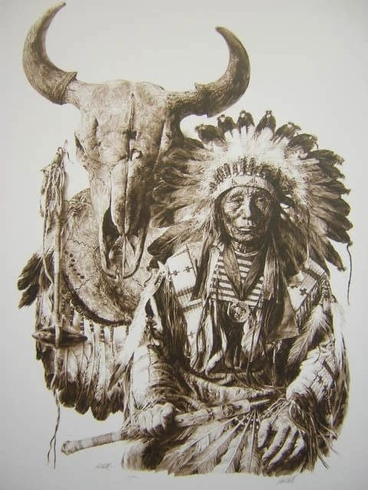 Paul Calle It's Signed and Numbered Limited Edition Lithograph: "Sioux Chief" Paul Calle It's Signed and Numbered Limited Edition Lithograph: "Sioux Chief"