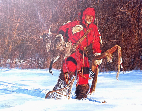 Paul Calle Signed and Numbered Limited Edition Lithograph: "Snow Hunter"