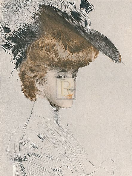 Paul Helleu Hand Numbered Limited Edition Print on Paper :"Le Chapeau Noir"