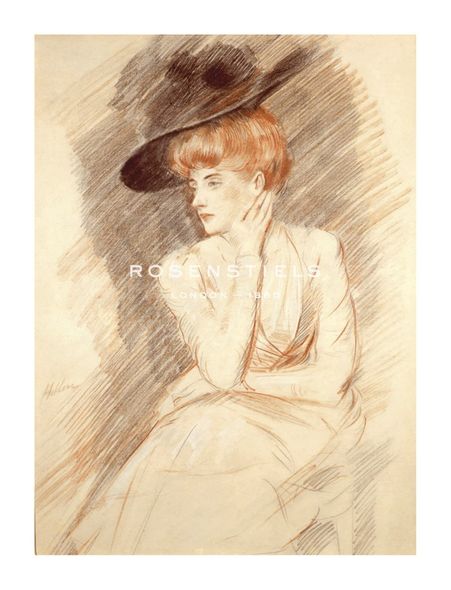 Paul Helleu Hand Numbered Limited Edition Print on Paper :"The Black Hat II"