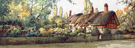PAUL LANDRY 31X14 Secondary Market Art: "ENGLISH COTTAGE"