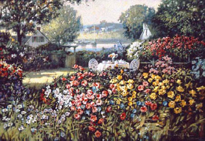 PAUL LANDRY 35X24 Secondary Market Art: "AFTERNOON TEA CNV"