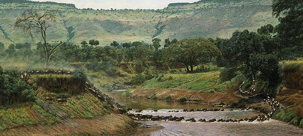 Simon Combes Limited Edition 27x60 Masterwork Giclee Canvas:"The Crossing"