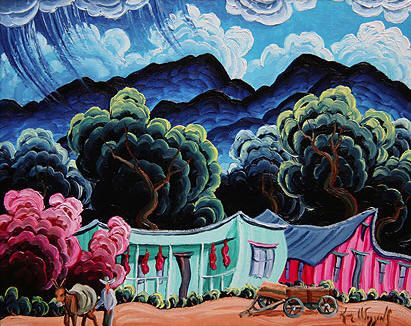 Kim Wiggins Handsigned and Numbered Limited Edition Giclee on Canvas :"Spring Shower"