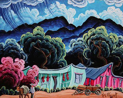 Kim Wiggins Handsigned and Numbered Limited Edition Giclee on Canvas :"Spring Shower"