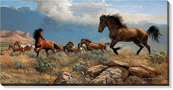 Persis Clayton Weirs Oversize Gallery Wrapped Canvas Giclee: "Distant Thunder - Horses"