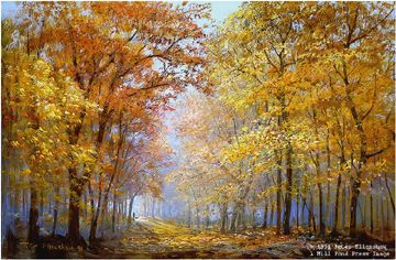 PETER ELLENSHAW 28X18 Secondary Market Art: "AUTUMN SOLITUDE"