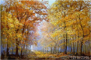 PETER ELLENSHAW 28X18 Secondary Market Art: "AUTUMN SOLITUDE"