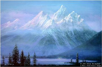 PETER ELLENSHAW 29X20 Secondary Market Art: "TETON TWILIGHT"