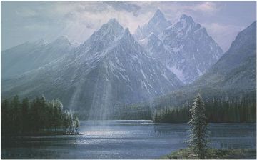 PETER ELLENSHAW 32X20 Secondary Market Art: "SPLENDOR OF TETONS"