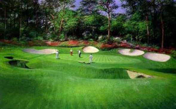Peter Ellenshaw Hand Signed and Numbered Limited Edition Print :" 13th Hole at Augusta "