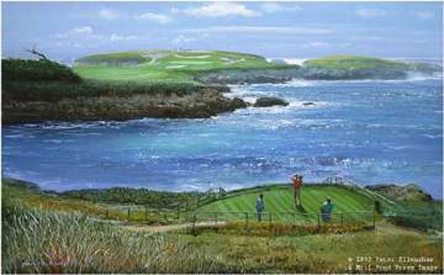 Peter Ellenshaw Hand Signed and Numbered Limited Edition Print :" Cypress Point 16th Hole "