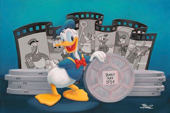 Ben Olson Artist Signed Hand-Embellished Ltd Ed Gallery Wrap Canvas:"Icons of Animation: Donald"