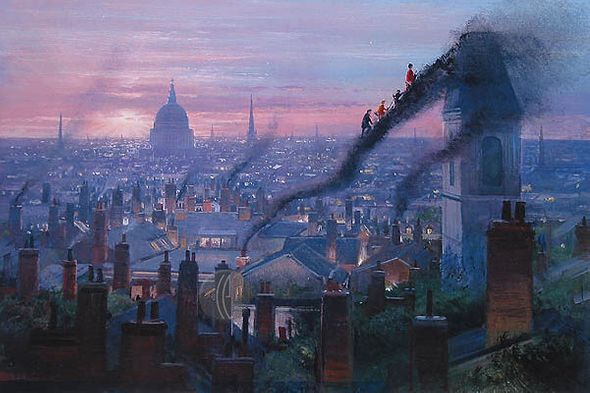 Peter Ellenshaw Limited Edition Giclee on Canvas :"Smoke Staircase"