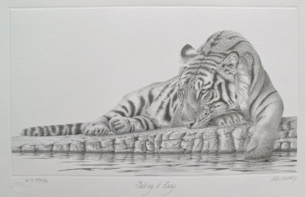 Peter Hildick Hand Signed Limited Edition Etching:"Taking It Easy"