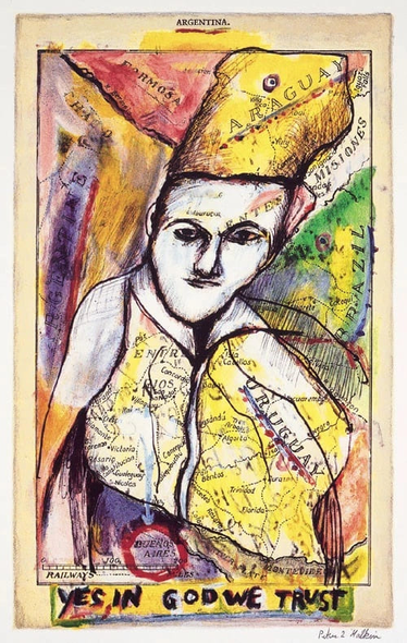 Peter Zvi Malkin Pencil Hand Lithograph: "IN GOD WE TRUST"