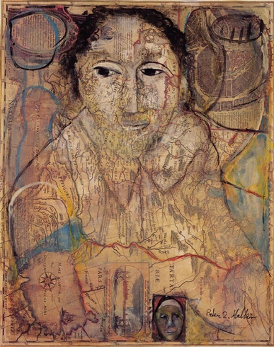 Peter Zvi Malkin Pencil Hand Signed Limited Edition Serigraph Print: "SELF PORTRAIT ON MAP" Peter Zvi Malkin Pencil Hand Signed Limited Edition Serigraph Print: "SELF PORTRAIT ON MAP"