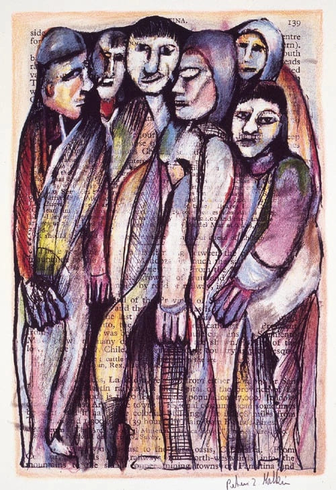 Peter Zvi Malkin Pencil Hand  Signed Lithograph: "FIGURES OF A COMMON FATE"