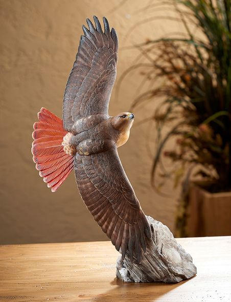 Phil Galatas Open Edition Sculpture:"Soaring Red-tailed Hawk"