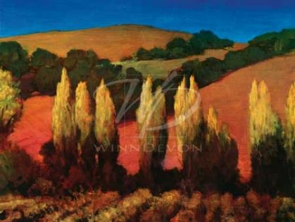 Philip Craig Limited Edition Hand-Embellished Giclee on Canvas:"Poplar Trees Sonoma"