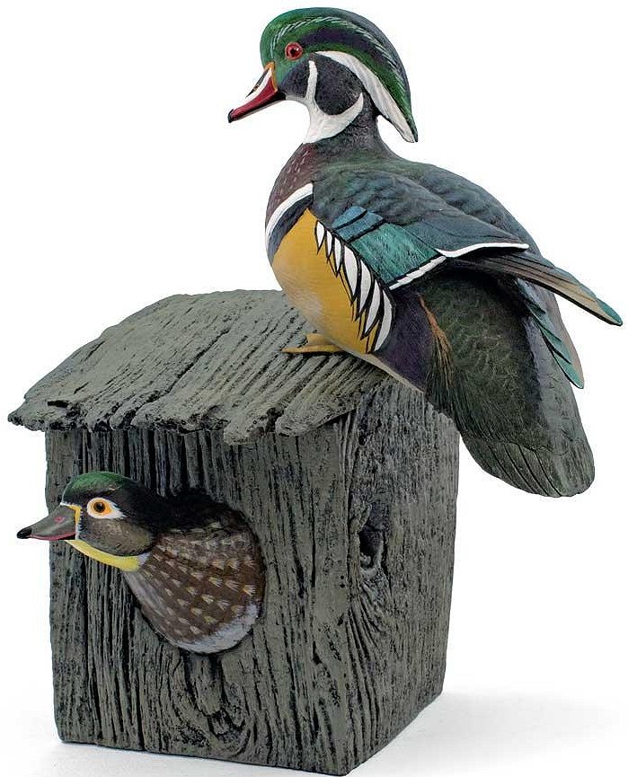 Sam Nottleman Limited Edition Coldcast Sculpture Decoy:"Nesting Wood Duck Pair" 