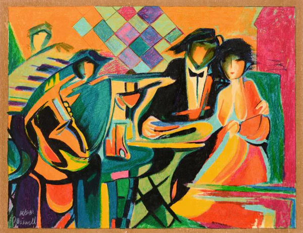 Philip Maxwell Limited Edition Serigraph on Canvas: "The Jazz Club"