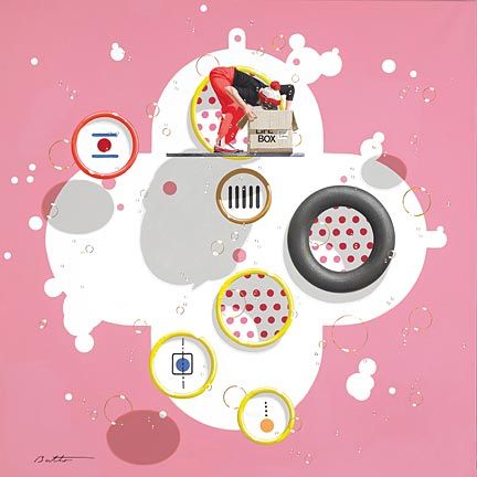 Philippe Bertho Artist Hand Signed and Numbered Limited Edition Hand-Crafted Lithograph: "Life Box 2"