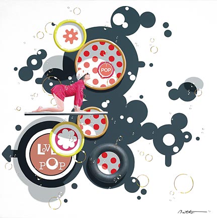 Philippe Bertho Artist Hand Signed and Numbered Limited Edition Hand-Pulled Serigraph On Canvas: "Love Pop 2"